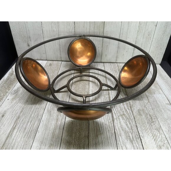 Vtg Ambrosia MCM Metal Wire & Brass Copper Basket Fruit Bowl Decor 1995 11" DIA - Picture 2 of 10